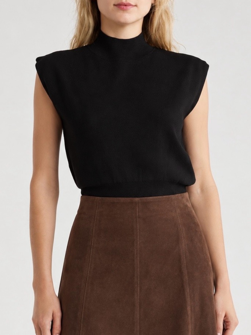 Jason Wu Black Mock Neck Sleeveless Knit Sweater